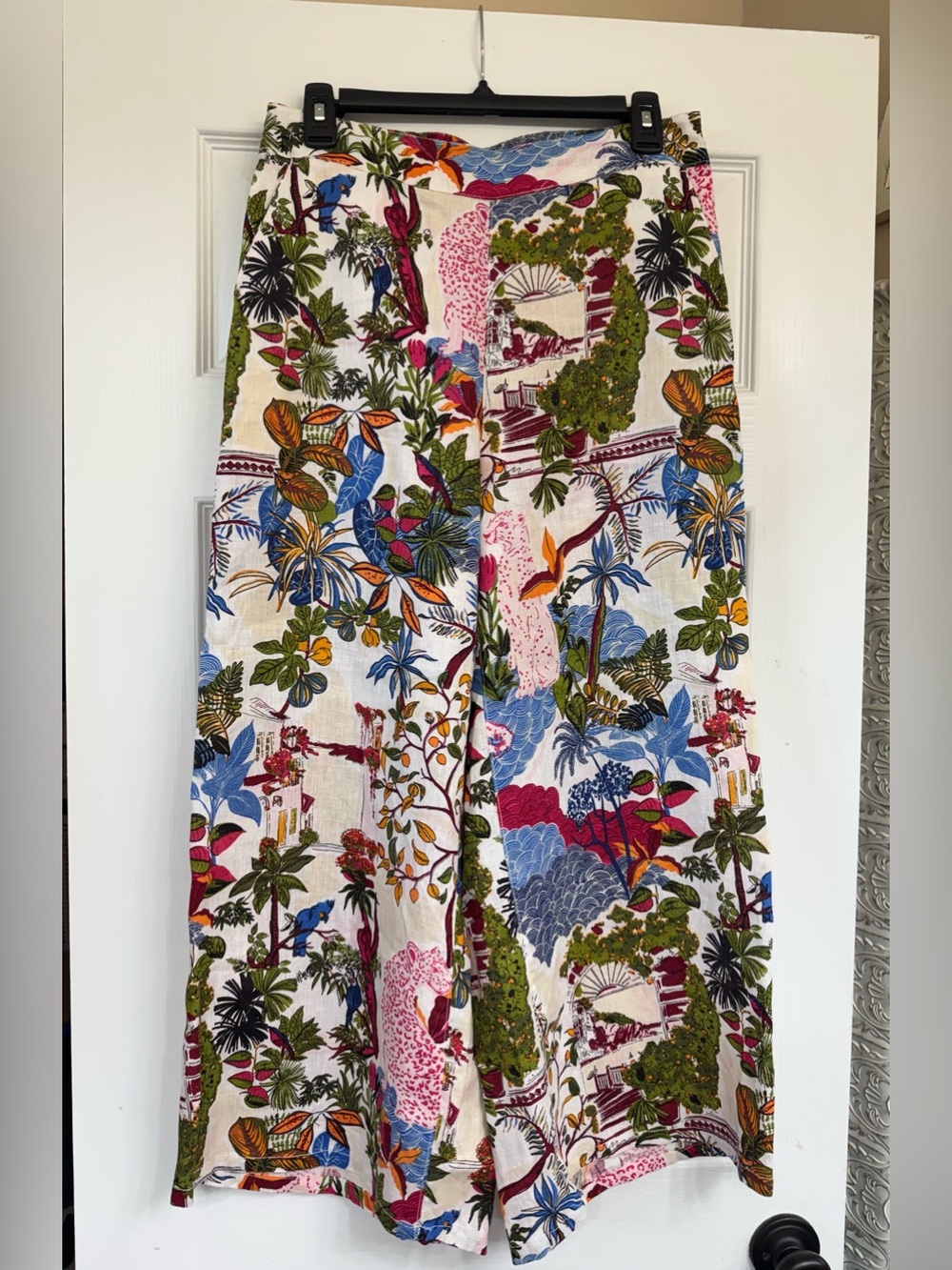 Nicole Miller printed linen pants M